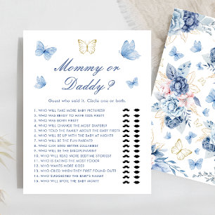 Blue Butterfly Mummy or Daddy Baby Shower Game