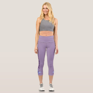 Blue Butterfly - Name - Solid Violet  Capri Leggings