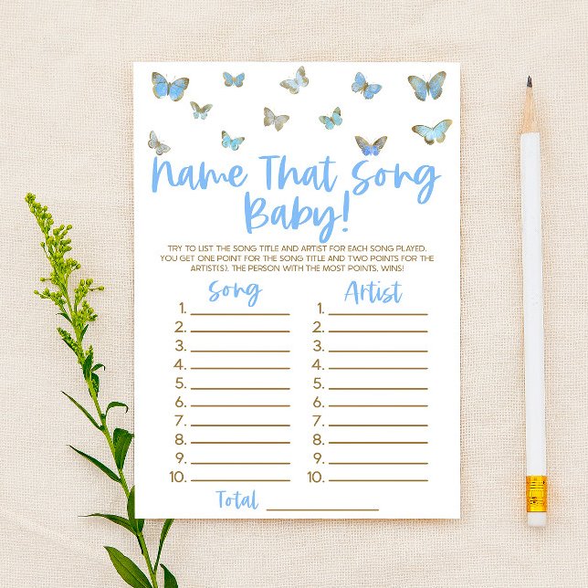 Blue Butterfly Name That Song Baby Shower Game (Creator Uploaded)