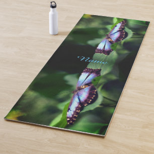 Blue Butterfly Nature Close Up Personalised Yoga Mat
