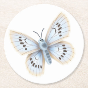 Blue Butterfly Nature Garden Animal Round Paper Coaster