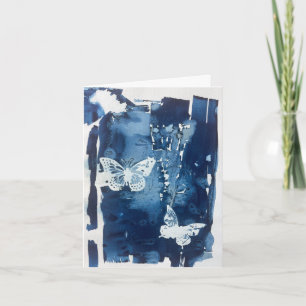Blue Butterfly Notecard Blank Inside