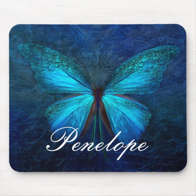 Blue Butterfly of Joy & Luck Mouse Mat (Front)