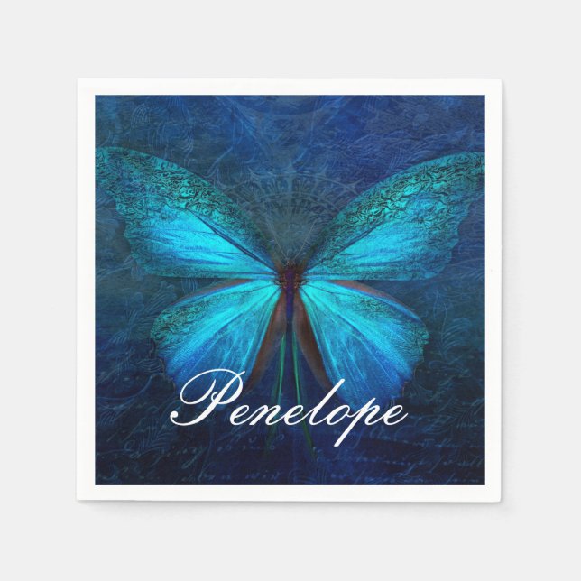 Blue Butterfly of Joy & Luck Napkin (Front)