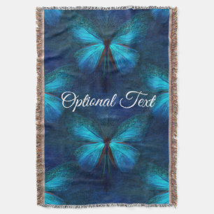 Blue Butterfly of Joy & Luck Throw Blanket