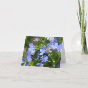 Blue Butterfly on a Blue Flower Card