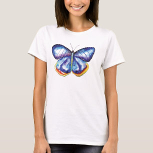 Blue Butterfly Painting Basic T-Shirt, White T-Shirt