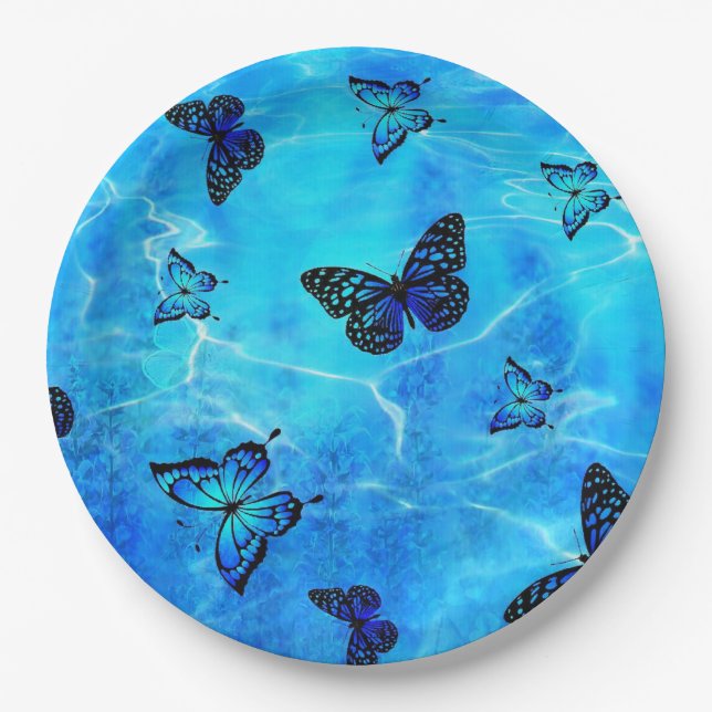 Blue Butterfly Paper Plate (Front)