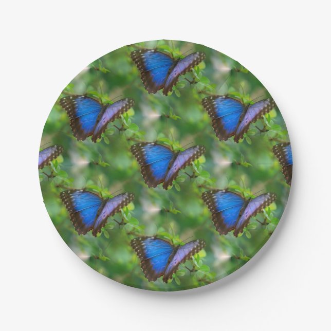 Blue Butterfly Paper Plate (Front)