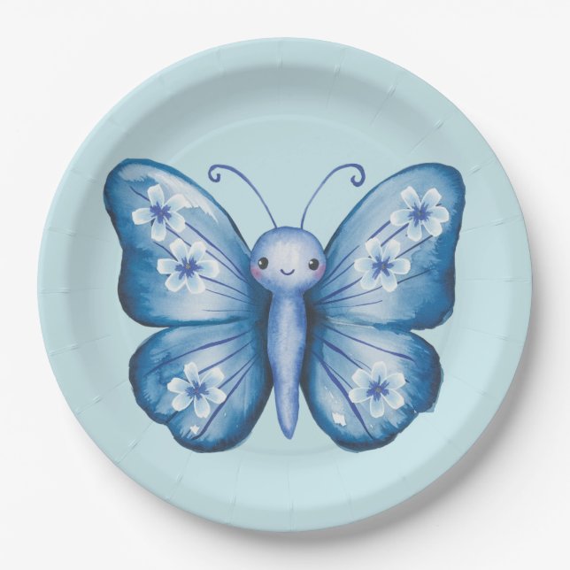 Blue Butterfly Paper Plate (Front)