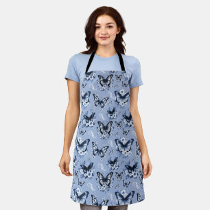 Blue Butterfly Pattern Apron