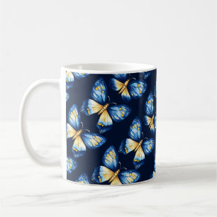 Blue Butterfly Pattern Coffee Mug