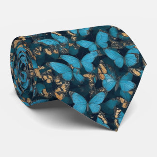Blue Butterfly Pattern Neck Tie