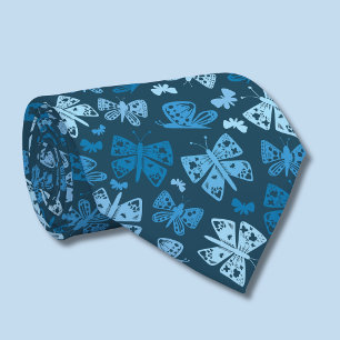 Blue butterfly pattern tie