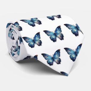 Blue Butterfly Pattern Tie