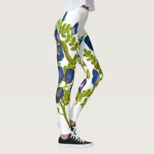 blue butterfly pea flowers leggings