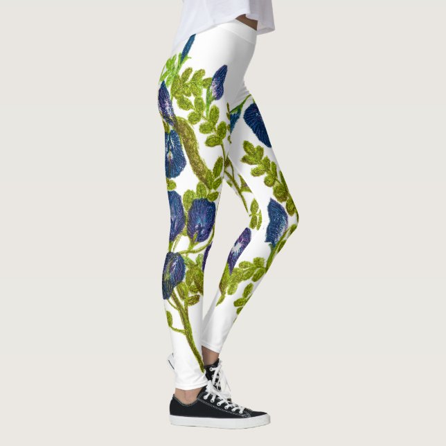 blue butterfly pea flowers leggings (Right)