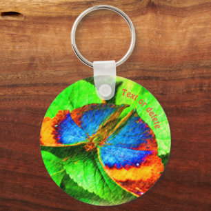 Blue Butterfly Pencil Art Personalised Key Ring