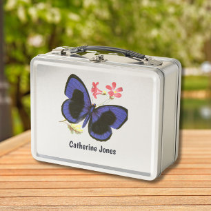 Blue Butterfly Personalised Kids Science Nerd Metal Lunch Box
