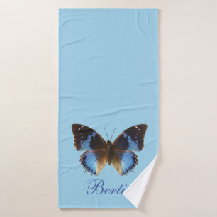 Blue, butterfly, personalised pet bath towel