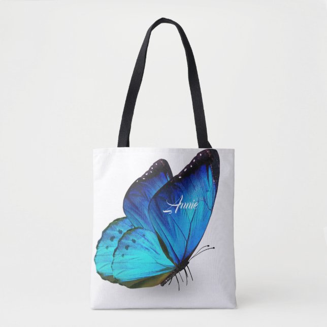 Blue Butterfly Personalised Tote Bag (Front)