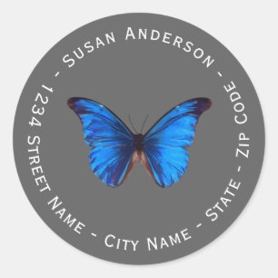 Blue Butterfly Return Address Label