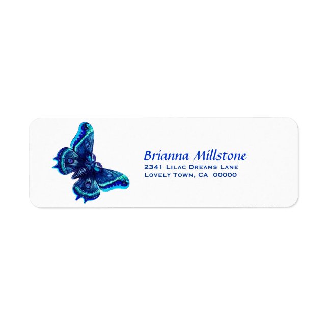 Blue Butterfly Return Address Label (Front)