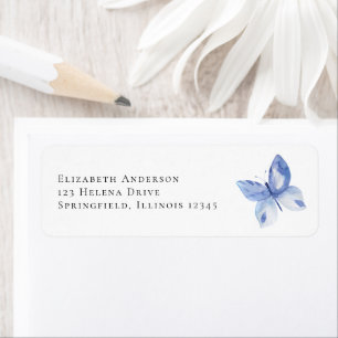 Blue Butterfly Return Address Label