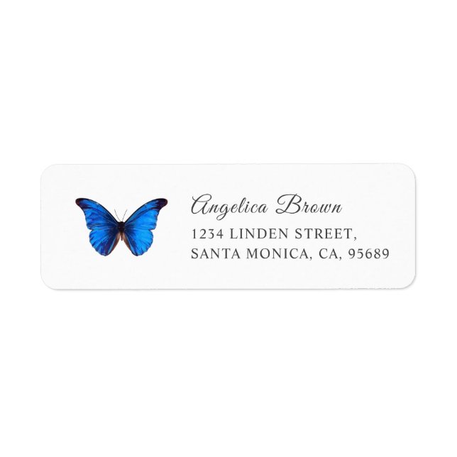 Blue Butterfly Return Address Label (Front)