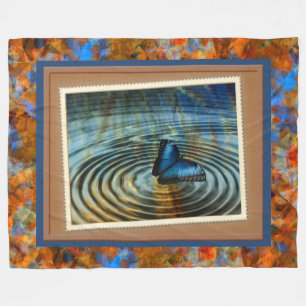 Blue Butterfly Ripple Photography Print Fleece Blanket