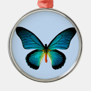 Blue Butterfly Round Ornament