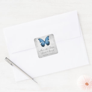 Blue Butterfly Save the Date Stickers