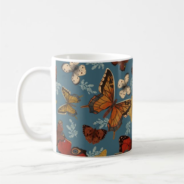 blue Butterfly seamless pattern Coffee Mug (Left)