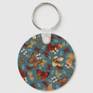 blue Butterfly seamless pattern Key Ring