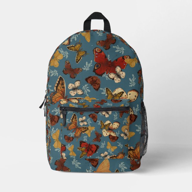 blue Butterfly seamless pattern Printed Backpack (Front)