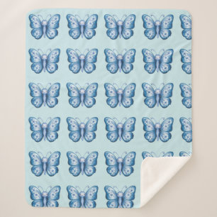 Blue Butterfly Sherpa Blanket