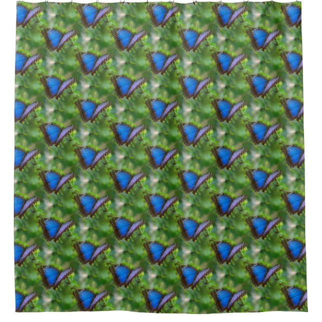 Blue Butterfly Shower Curtain (Front)
