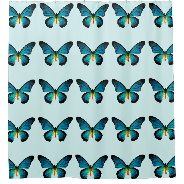 Blue Butterfly Shower Curtain (Front)