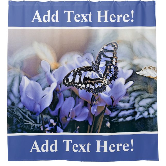 Blue Butterfly Shower Curtain (Front)