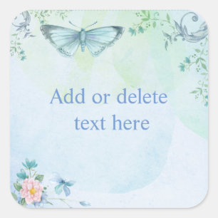 Blue Butterfly Square Sticker