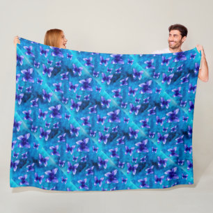 Blue Butterfly Summer. Large Fleece Blanket