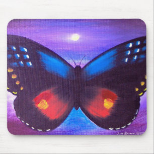 Blue Butterfly Sunset Painting - Multi Mouse Mat