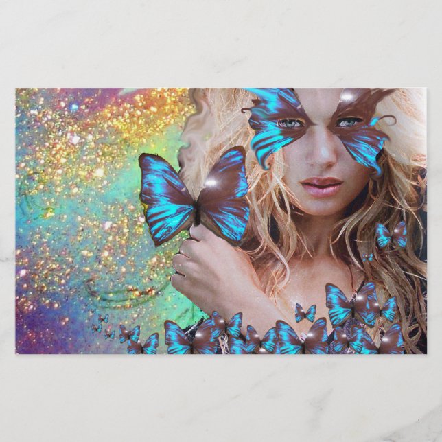 BLUE BUTTERFLY SWEET SIXTEEN PARTY STATIONERY (Front)