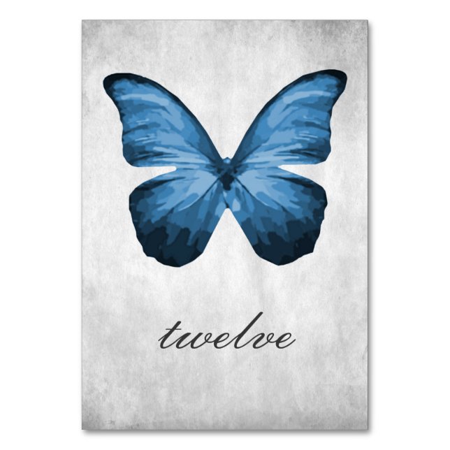 Blue Butterfly Table Number Card (Front)