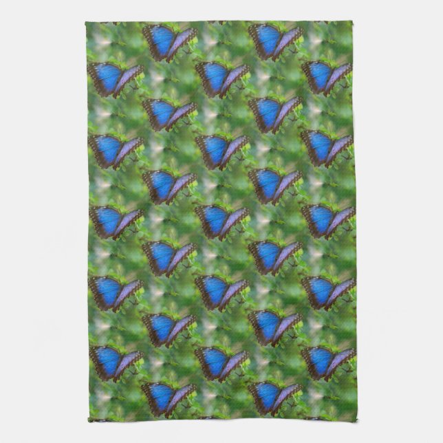 Blue Butterfly Tea Towel (Vertical)