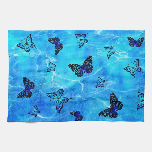 Blue Butterfly Tea Towel (Horizontal)