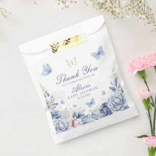 Blue Butterfly Thank You Boy Baby Shower Favour Bags