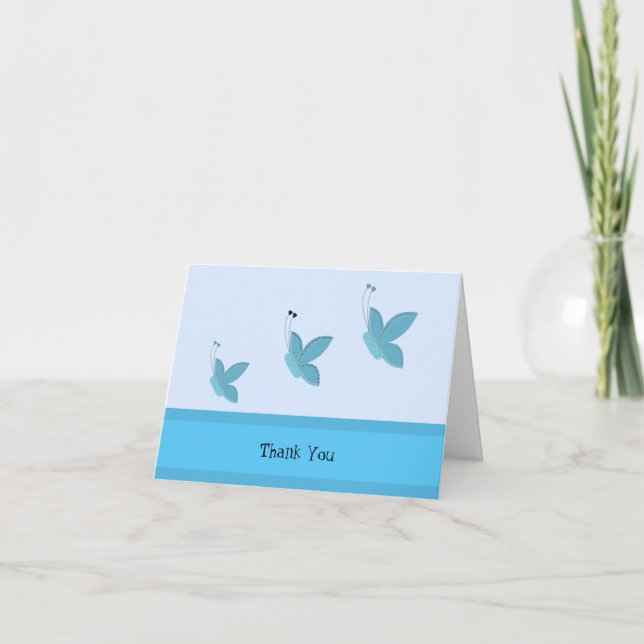 Blue Butterfly Thank You Card (Front)