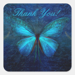 Blue Butterfly Thank You Sticker