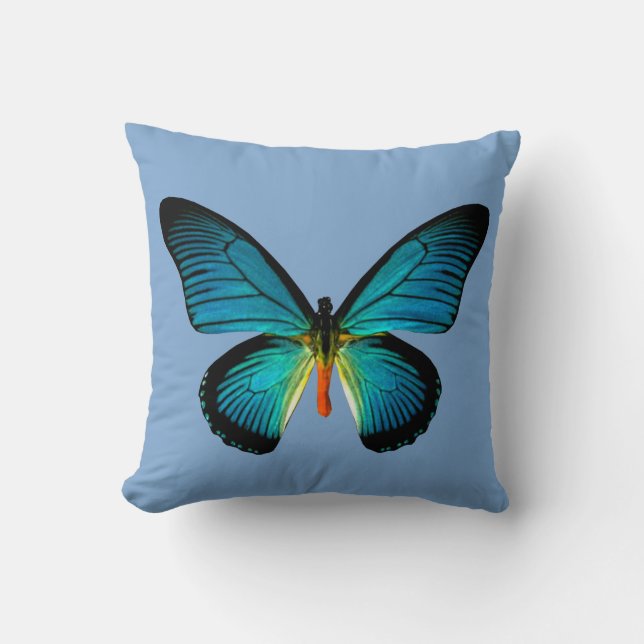Blue Butterfly Throw Pillow (Front)